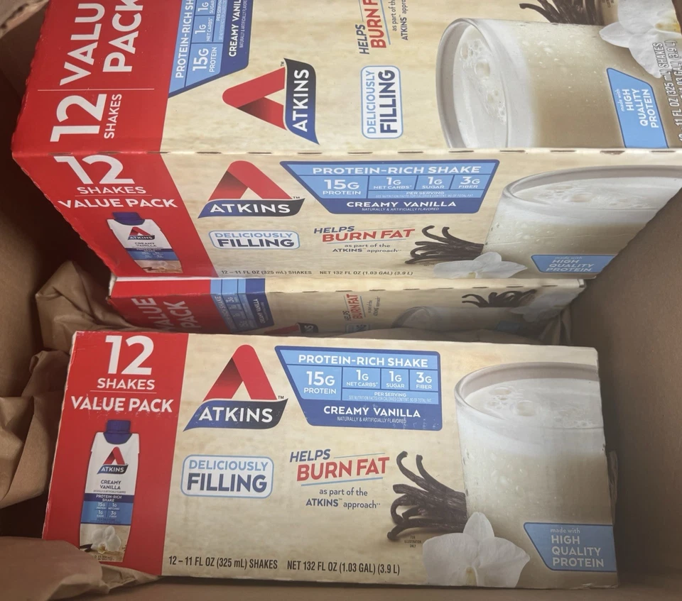 Batido Atkins Vainilla Cremosa Alto en Proteínas, Bajo en Carbohidratos 3 Paquetes 12 Unidades Foto 2 de 4