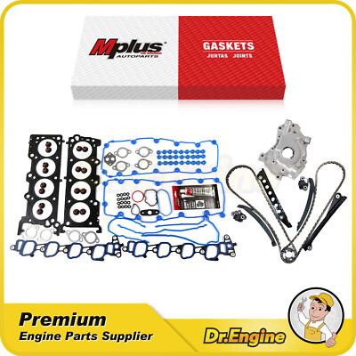 Head Gasket Set Timing Chain Kit Oil Pump Fit 04-08 Ford E-150 E-250 E-350 5.4L