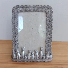 Vintage Barron Pewrr Kitten Cats Sitting Picture Frame 3.5" X 5" Photo