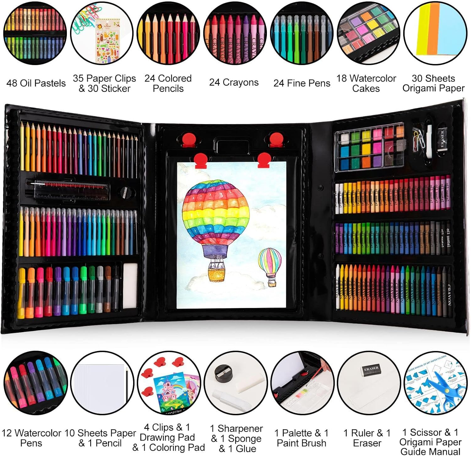 Art Supplies 272 Pack Art Set Drawing Kit with Trifold Easel Origami Paper