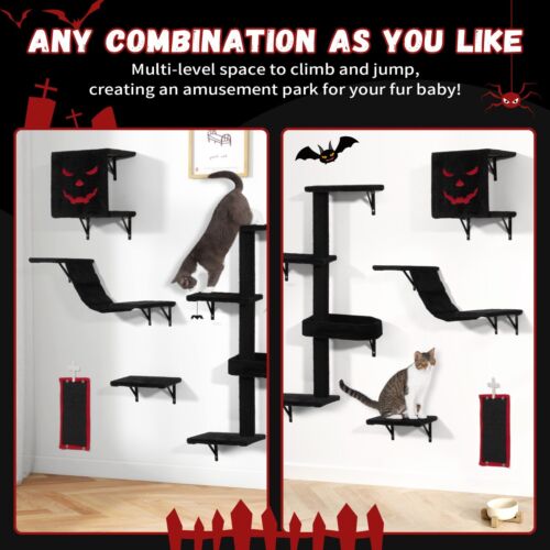 COZIWOW Katzen-Wandregale, Wandmontage Katzenkletterer 5er Set (Gothic) - Bild 2 von 6