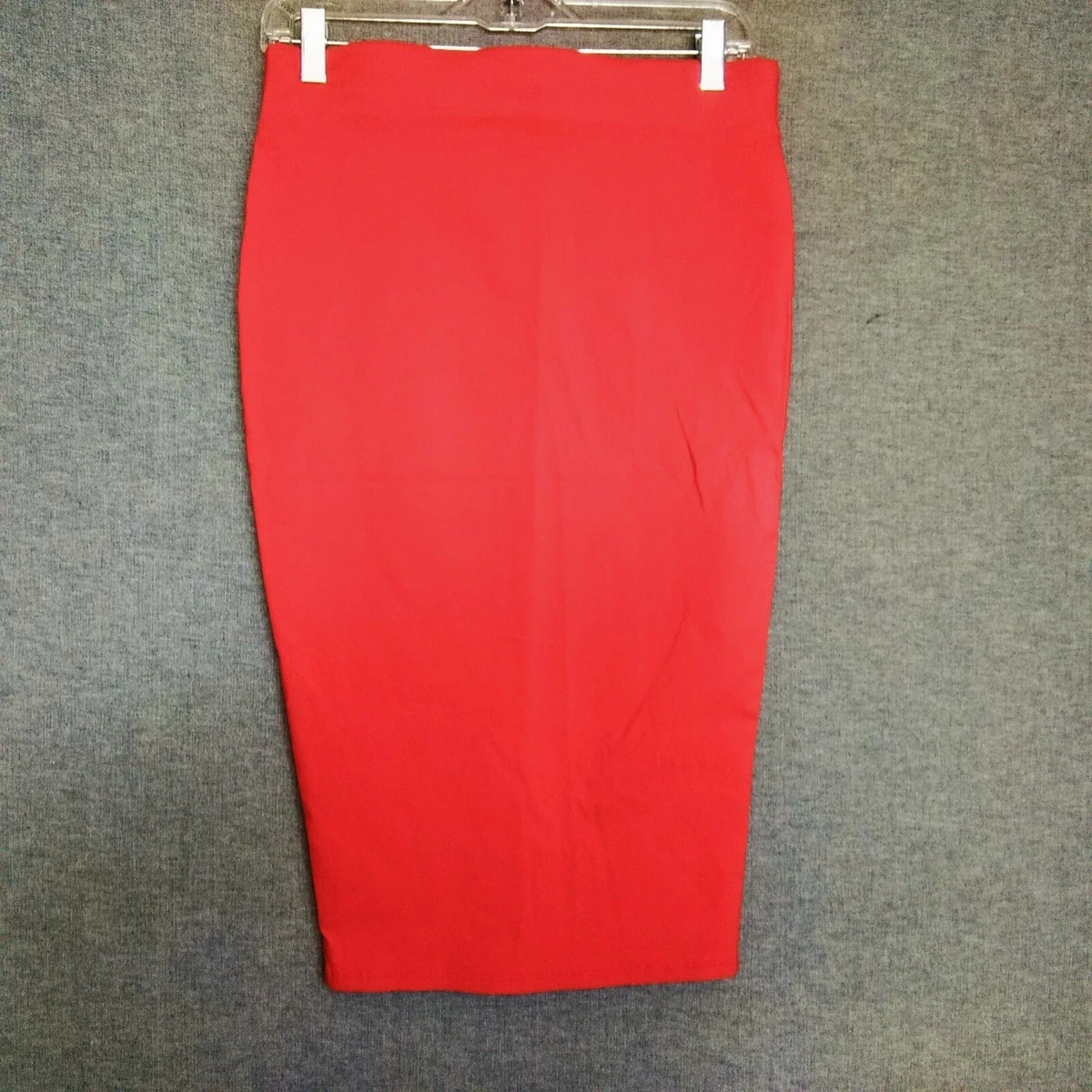 LM By Lola Morena Solid Red Stretch Bodycon Midi Skirt Size S Elastic  Waistband | eBay