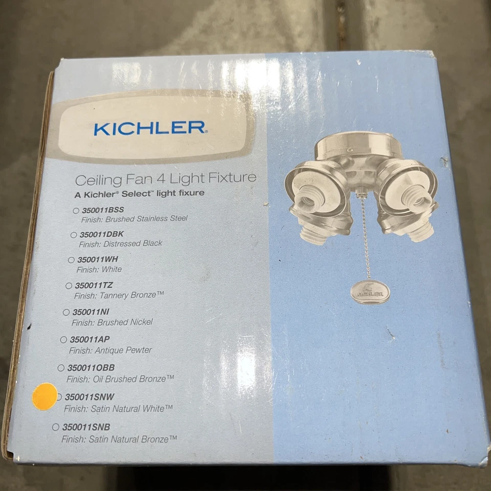Kichler 350011SNW, 4-Light Retainer Nut Fitter, Satin Natural White Brand New - Image 2 of 3