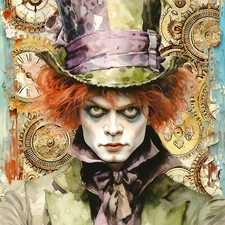A4 Decoupage Paper GREEN MAD HATTER Alice Paper Designs Italy Same Day Shipping