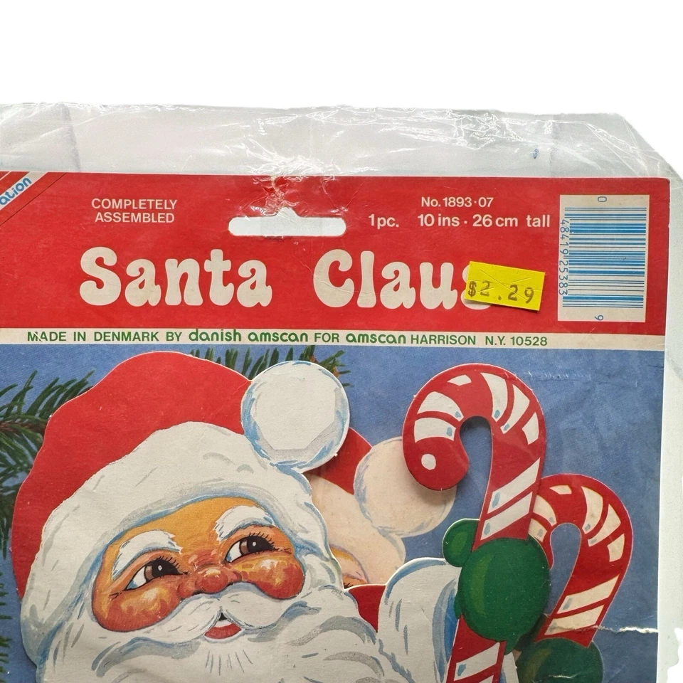 复古丹麦 Amscan 10 英寸圣诞老人艺术纸巾蜂窝中心装饰品新品 — 第 3/4 张图片