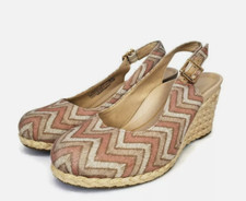 Vionic Carolina WMNS Tan Espadrilles Wedge Sandals Chevron Pattern US8.5 EU40