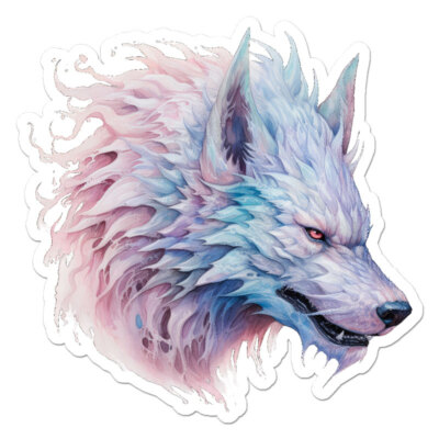 Ice Fantasy Wolf, Vinyl Decal Sticker, Indoor Outdoor, 3 Sizes, #11970