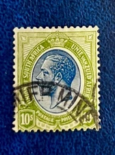Union of South Africa 15 / 1913-1924 10s Green & Blue George V Stamp / Used