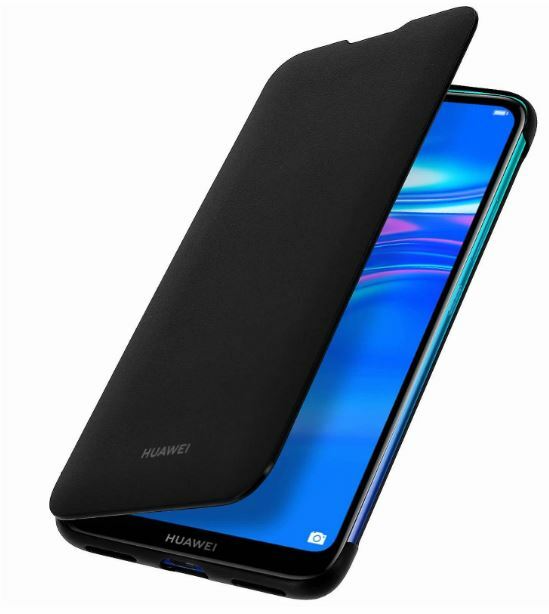 CUSTODIA COVER FOLIO CASE ORIGINALE HUAWEI Y7 PRO 2019 DUB-LX2 NERO FLIP BOOK