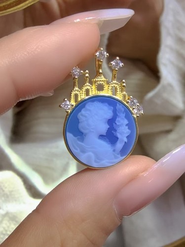 Antique style Cameo Pendant 925 Silver plated Vintage Necklace Estate Jewelry - Bild 1 von 1