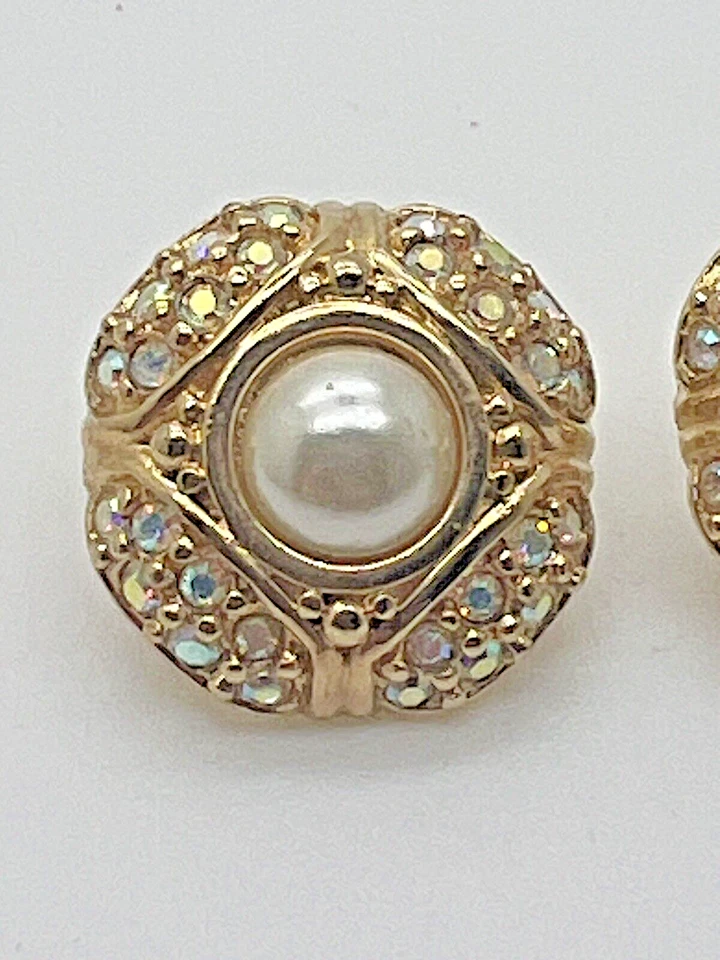 Pendientes de perlas perforados C5 de colección genuinos de cristal de Swarovski estrás tono dorado Foto 3 de 4