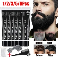 6/3X Beard Hair Color Dye Shampoo Natural Men Mustache Dying Black Darkening Dye