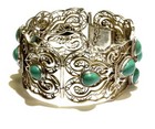 BJ Designer 925 Sterling Silver ornate turquoise gemstone bangle bracelet 54.5g — photo 3