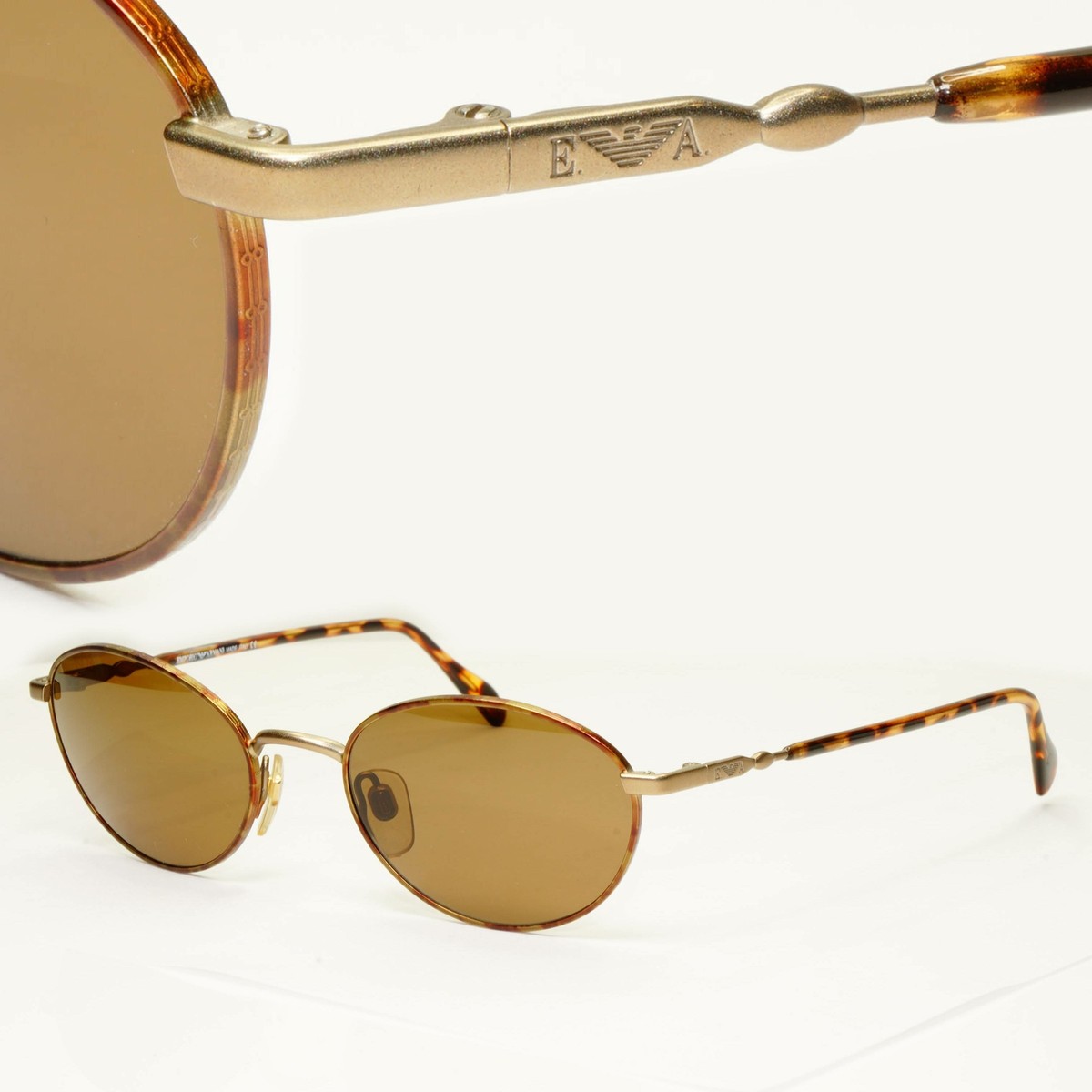 Emporio Armani 1997 Vintage Sunglasses Mens Womens Oval Brown