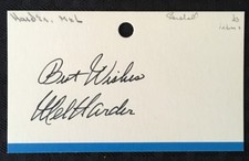 1928-47 HAND SIGNED CLEVELAND INDIANS MLB *MEL HARDER* JSA (D.2002)