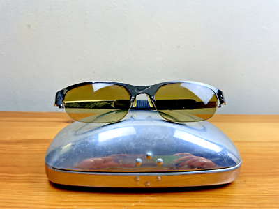 RARE VINTAGE 90s NIKE SILVER CHROME SUNGLASSES & CASE SPORT Y2K
