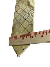CLUB ROOM Yellow Silk Tie Geometric Pattern MADE IN USA Necktie Men's