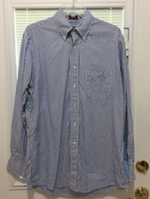 JSA Bank Executive Collection Mens Size 16 - 34 Button Up Shirt Blue  White