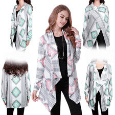 Womens Open-front Cardigan Loose Shawl Long Sleeve Knitted Outwear Jacket Coat