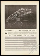 1965 streamlined future monorail train art Delta Metal UK vintage print ad