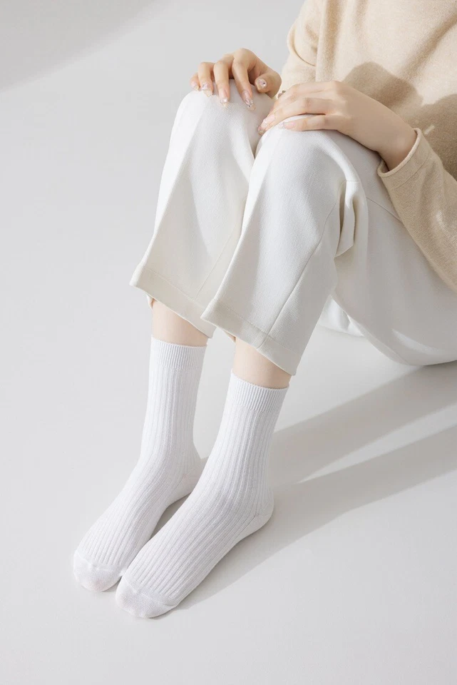 8 Pairs Unisex Women Cotton Striped Mid Calf Tube Socks Sports Stretch Socks - Image 4 of 4