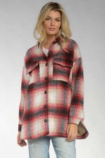 Elan Women's Button Red Plaid Jacket/shirt