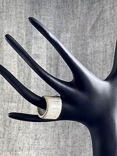 Finger Ring Modern Minimalist Silver Tone Wire Wrapped Thick Cuff Ring Size 8