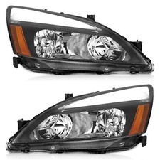 Weelmoto Pair Led Drl Headlights W Amber Reflector For 2003-2007 Honda Accord
