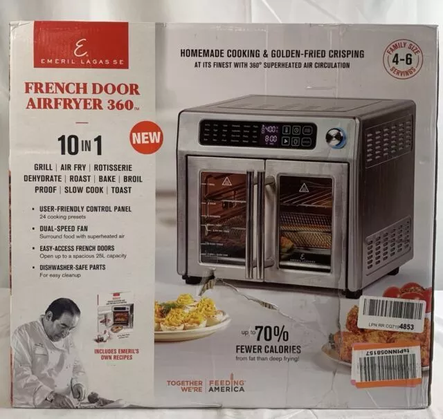 EMERIL LAGASSE 10 in 1 DOUBLE FRENCH DOOR AIR FRYER 360 26qt. CONVECTION  TOASTER 752356835682