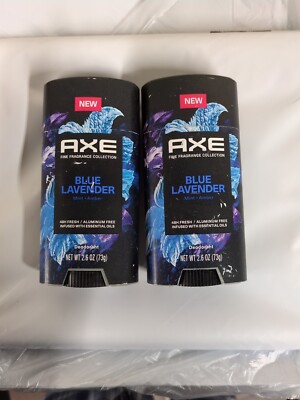 (2) Axe Fine Fragrance Collection Men Deodorant Blue Lavender 2.6oz AluminumFree
