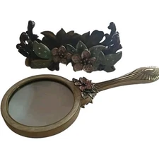 ARGENTO SC Swarovski Enameled Brass Magnifying Glass & Business Card Holder