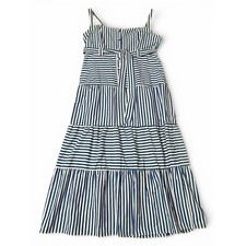 Fashion Nova Sally Striped Maxi Dress Blue White Sz-2XL Button Front Tie Tiered