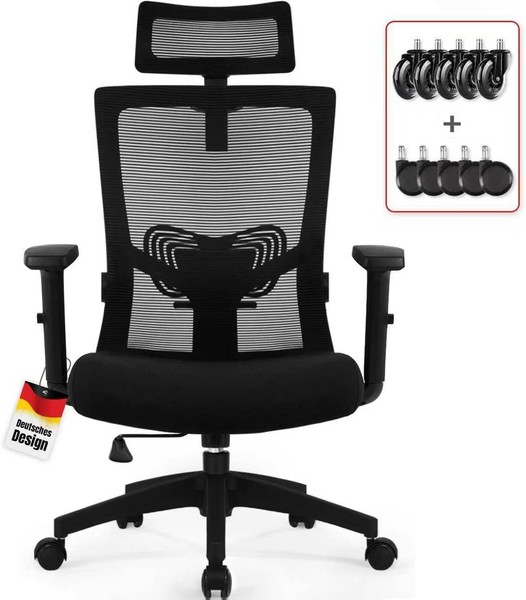 Daccormax Ergonomischer BüRostuhl Drehstuhl Mit KopfstüTze, Armlehnen, 150Kg-image