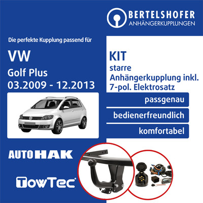 Für VW Golf Plus Typ 5M1/521 03.2009-12.2013 AHK starr +7pol spezifisch E-Satz