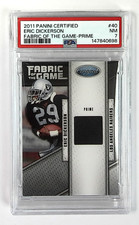 2011 Certified Eric Dickerson #40 Fabric of the Game Used /50 PSA 7
