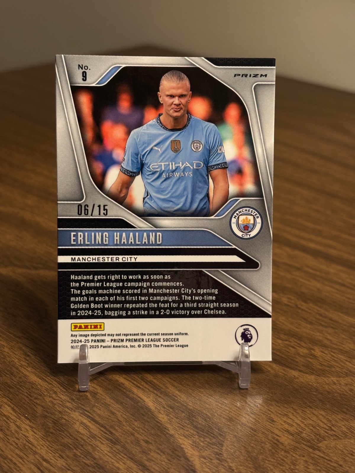Erling Haaland 2024-25 Panini Prizm Premier League EPL #9 Zebra Choice Prizm /15 view 2