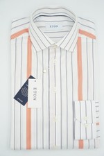 Men Eton Signature Twill Shirt Lyocell  Cotton Size 40 15 3/4 Contemporary