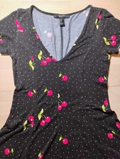 Forever 21 Small Black Cherry White Dotted Lightweight Dress