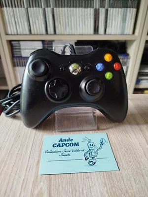 Microsoft Xbox 360 Manette Filaire Noir Avec Son Embout Compatible PC 🟡 Testée - Photo 1/4