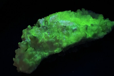 Fluorescent Cave Calcite - Blue Aurichalcite from Ojuela Mine, Mexico 452   g.