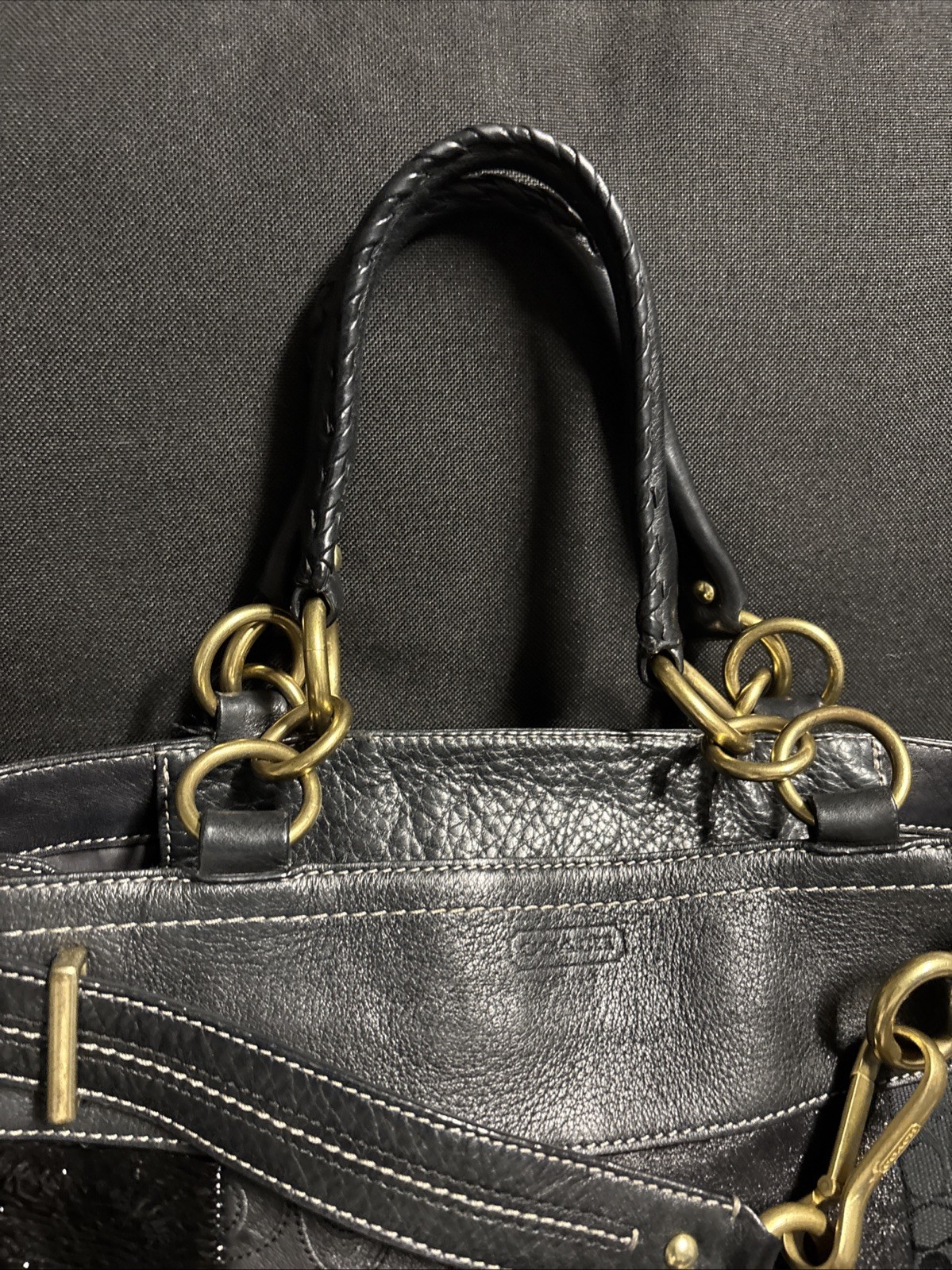 COACH HAMPTONS BLACK PATCHWORK LEATHER CARRYALL T… - image 4