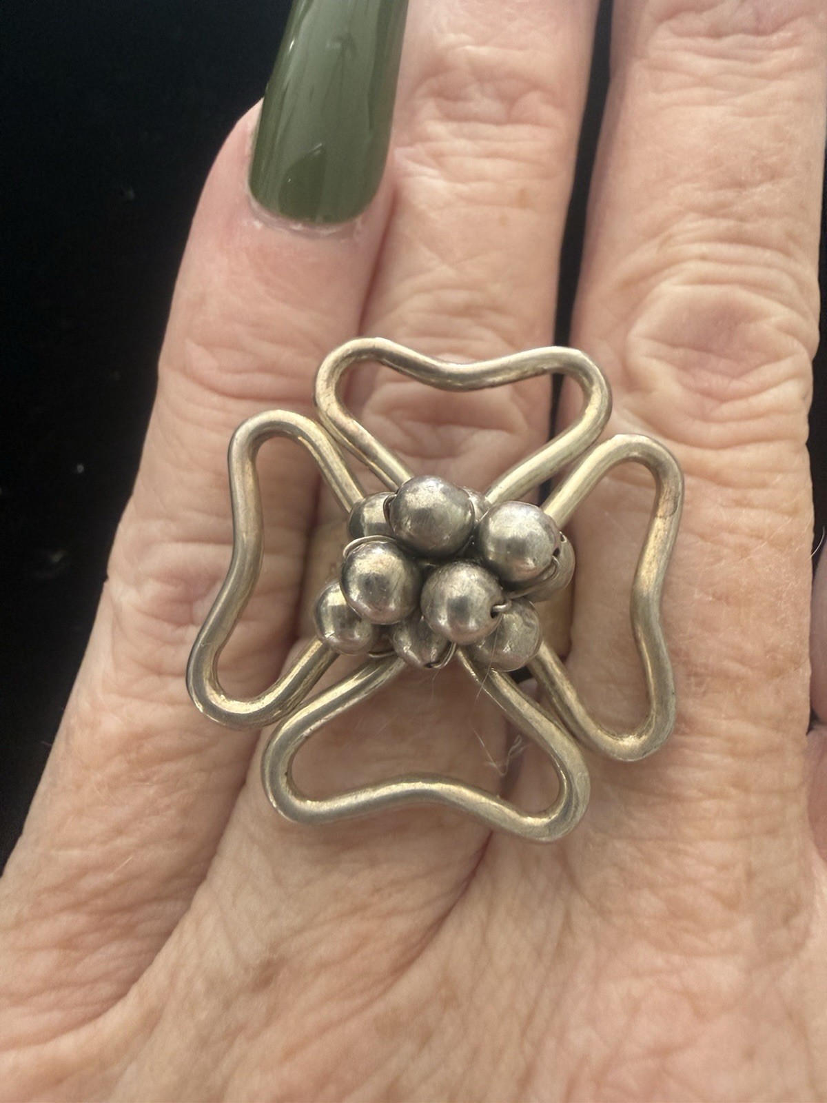 Vintage 950 Silver Abstract Statement Ring Artisa… - image 1