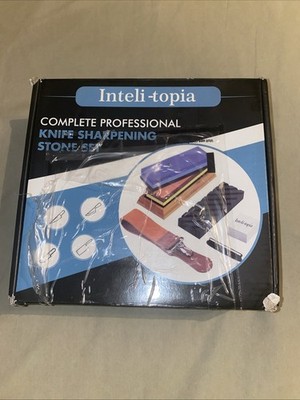 Intelitopia Complete Knife Sharpening Stone Set   Dual Grit Whetstone 400/