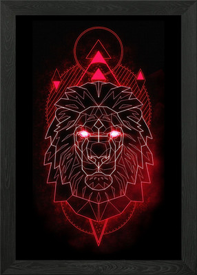 Löwe mit rotem Schatten Gerahmtes Wandbild Poster Leinwandbild Bild