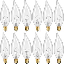 12-Pack E12 Chandelier Light Bulbs 60W Warm White 2700K 120V Candelabra Light Bu