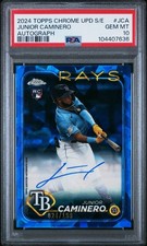 2024 Topps Chrome Update Sapphire #JCA Junior Caminero Rookie Auto /199 PSA 10
