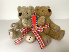 VTG Knickerbocker Jointed Bears Set of 2 with Miniature Quotable Teddy Bear Book