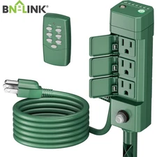BN-LINK Outdoor Power Strip Yard Stake Timer 6 Grounded Outlets 100Ft Long Range