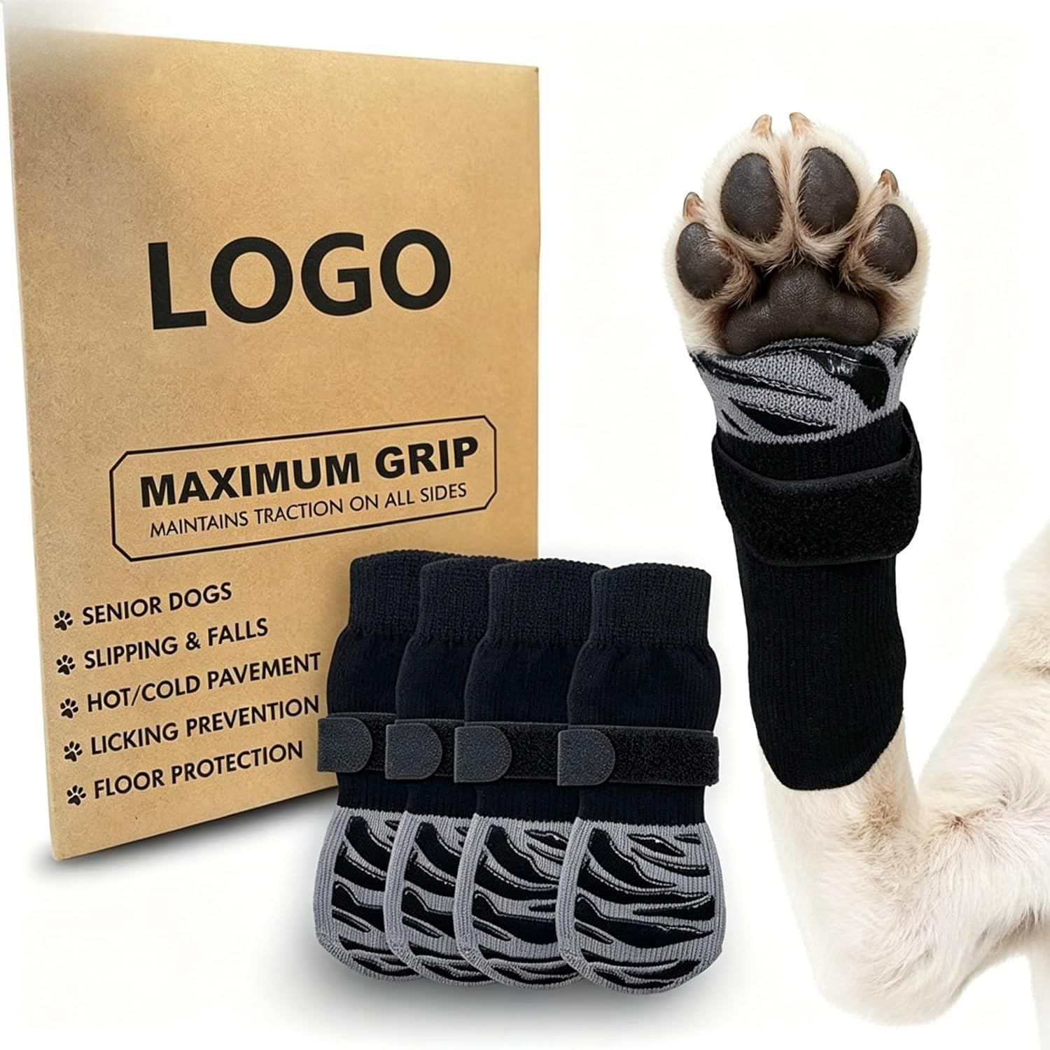 4 Pcs Dog Socks, Dog Shoes, Dog Boots for Injured Pets Stop Licking Paws, Suita