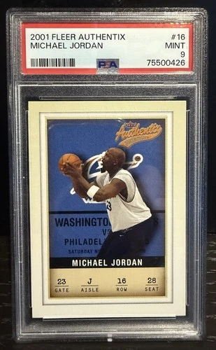 2001-02 Fleer Authentix #16 Michael Jordan PSA 9 Graded Basketball Card GOAT